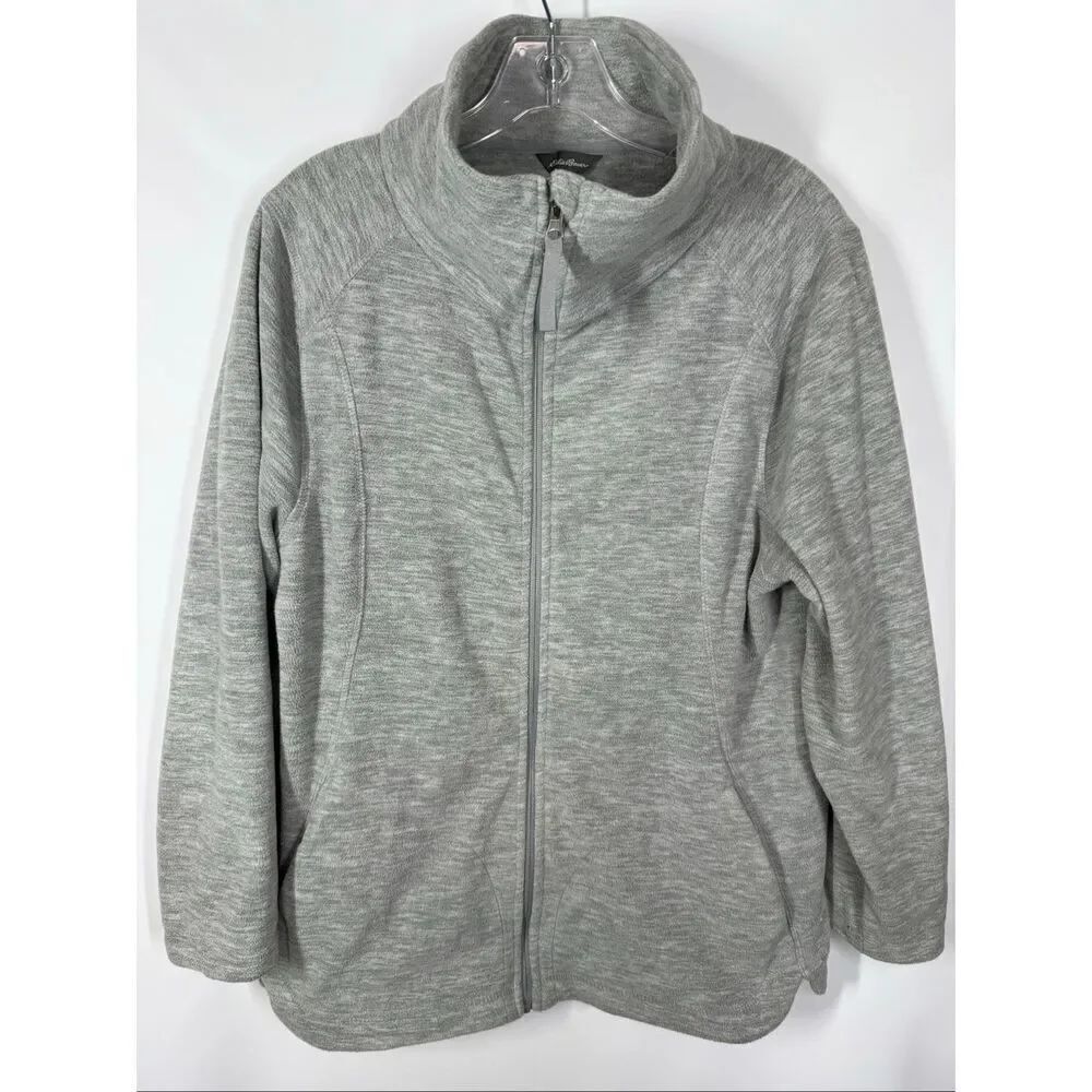 Eddie Bauer Women full zip gray polyester jacket size large